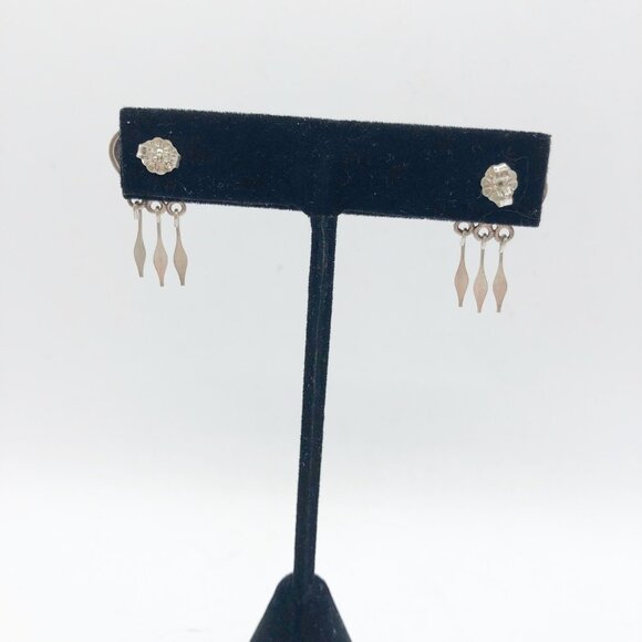 Relios Southwest Sterling Silver Green Yellow Inlay Tassel Pierced Earrings - Picture 5 of 12